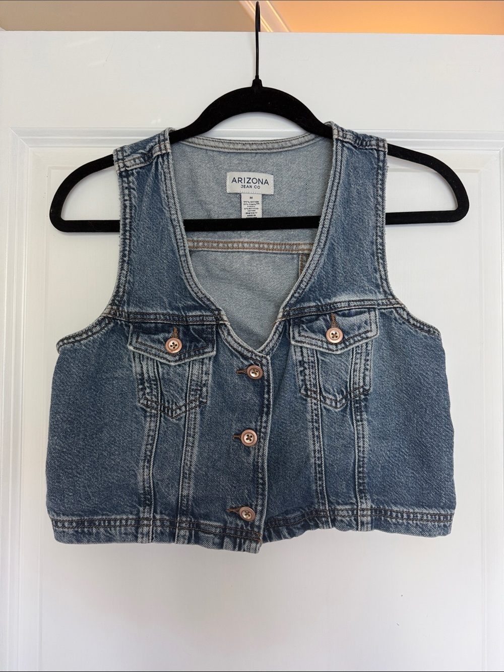 Arizona Jean Company Denim Blue Cropped Vest